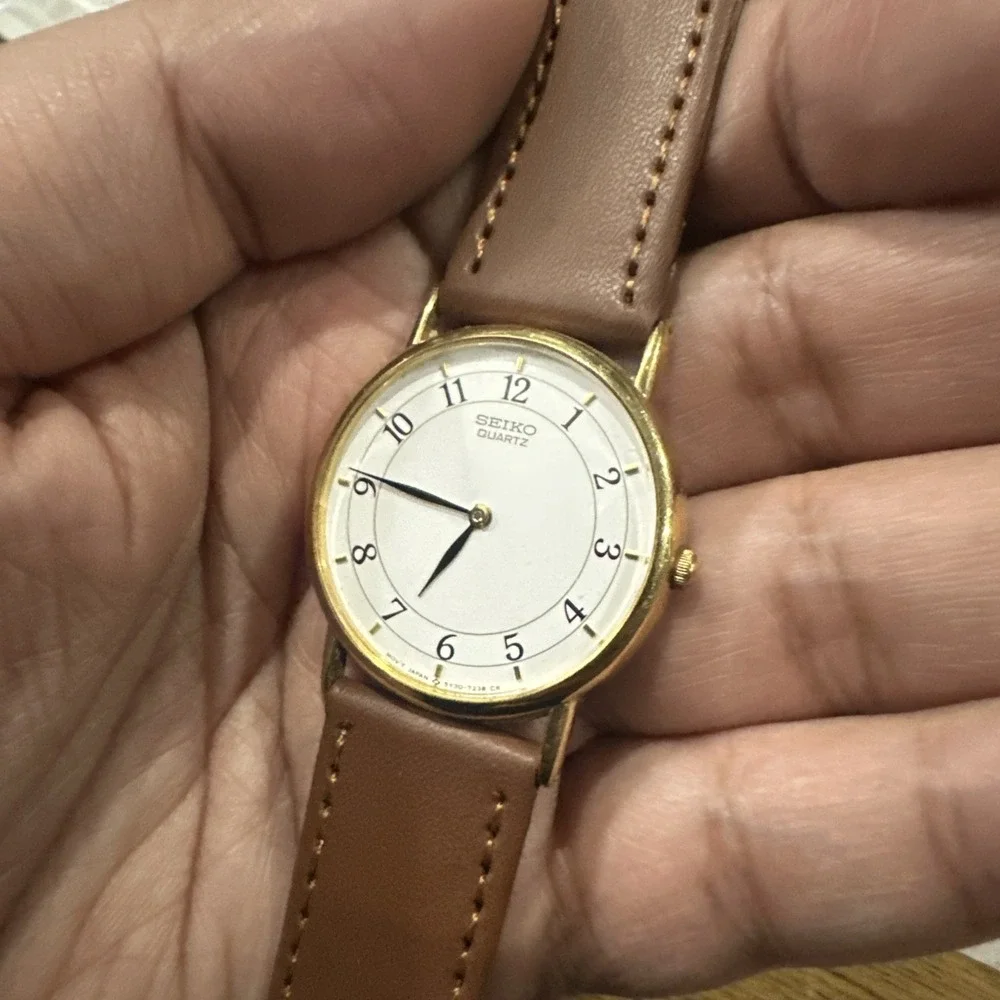 Working VTG Seiko 5Y30-7000 Rare Dial Mens Watch MONTRE OROLOGIO 31mm Brown 7.5